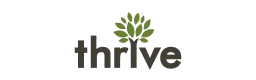 Thrive digital marketing agency logo featuring a green tree symbol representing growth and branding.