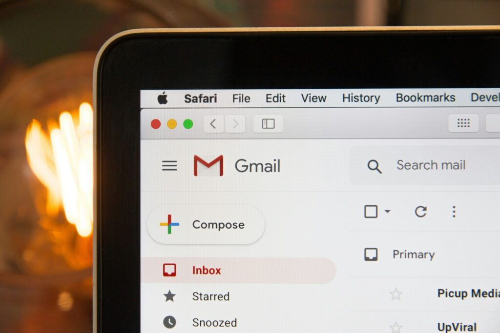 Close-up of Gmail inbox showing in-email display advertising format